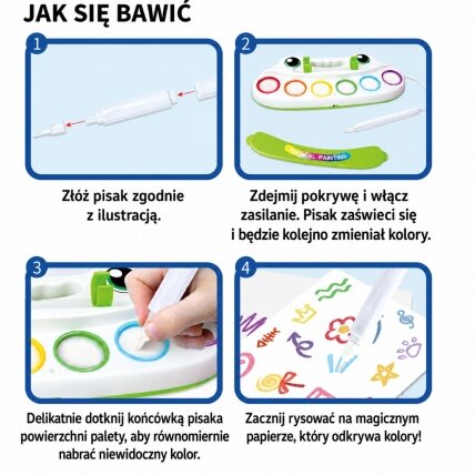 WOOPIE Kūrybinis piešimo rinkinys vaikams LED teptukas antspaudai 6 spalvos 4
