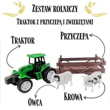 WOOPIE Ūkinis traktorius su priekaba ir gyvūnais 2