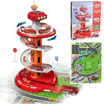 WOOPIE Spiralinis garažas-trasą automobiliukams 3 vnt. WOOPIE Spiralinis garažas-trasą automobiliukams 3 vnt.