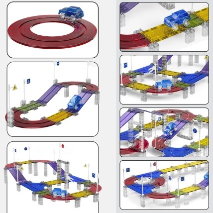 WOOPIE Magnetinė lenktyninė automobilių trasa + mašinėlė 137 vnt. 11