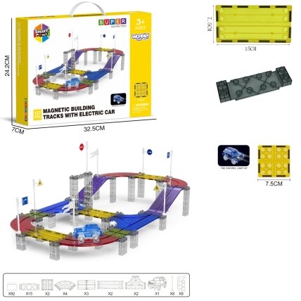 WOOPIE Magnetinė lenktyninė automobilių trasa + mašinėlė 137 vnt. 14 WOOPIE Magnetinė lenktyninė automobilių trasa + mašinėlė 137 vnt. 14