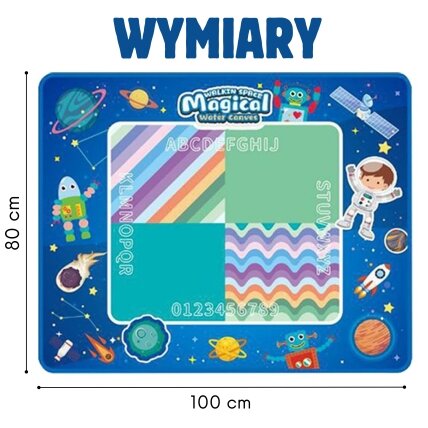 WOOPIE Vandens piešimo kilimėlis XXL 100x80cm Kosmosas Mėlynas 4 WOOPIE Vandens piešimo kilimėlis XXL 100x80cm Kosmosas Mėlynas 4