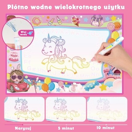 WOOPIE vandens piešimo kilimėlis 2in1 XXL 100x70cm šviečia tamsoje 5