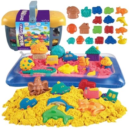 WOOPIE Kinetinis smėlis 0,8 kg rinkinys krepšelyje su formelėmis + / WOOPIE Kinetinis smėlis 0,8 kg rinkinys krepšelyje su formelėmis + /