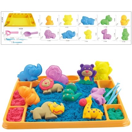 WOOPIE Kinetinis smėlis 1,2 kg rinkinys XL ZOO su padėklu ir formelėmis 6 WOOPIE Kinetinis smėlis 1,2 kg rinkinys XL ZOO su padėklu ir formelėmis 6