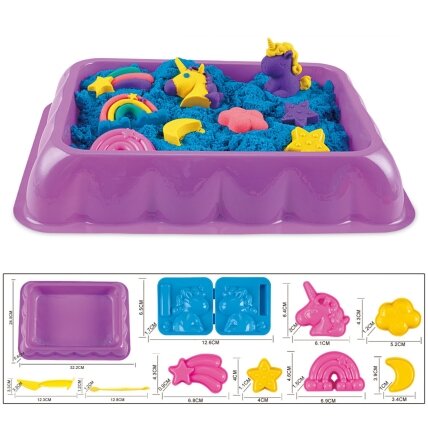 WOOPIE Kinetinis smėlis 0,6 kg Rinkinys Vienaragis staliukas su formelėmis 6 WOOPIE Kinetinis smėlis 0,6 kg Rinkinys Vienaragis staliukas su formelėmis 6