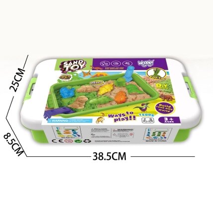 WOOPIE Kinetinis smėlis 1,5 kg XXL rinkinys ZOO Safari staliukas su formelėmis 3