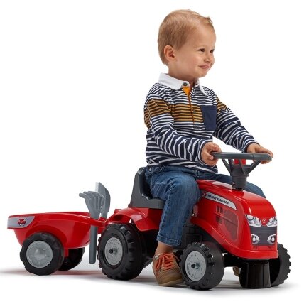 FALK Baby Massey Ferguson raudonas traktoriukas su priekabėle + priedai nuo 1 iki 3 metų 6