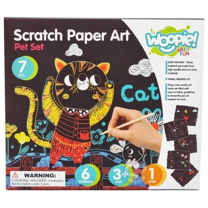 WOOPIE ART&FUN Kūrybinis rinkinys vaikams – nubraukymo (scratch) kortelės, 7 el. 7