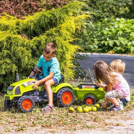 FALK Claas žalias pedalinis traktoriukas su signalu ir priekaba 2–5 m. 2 FALK Claas žalias pedalinis traktoriukas su signalu ir priekaba 2–5 m. 2