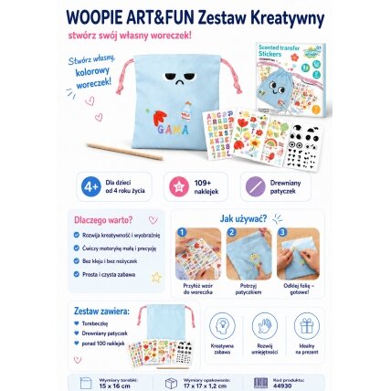 WOOPIE ART&FUN Kūrybinis rinkinys Pasigamink rankinę Maišelio dekoravimas Vaiko vardas DIY 6 WOOPIE ART&FUN Kūrybinis rinkinys Pasigamink rankinę Maišelio dekoravimas Vaiko vardas DIY 6