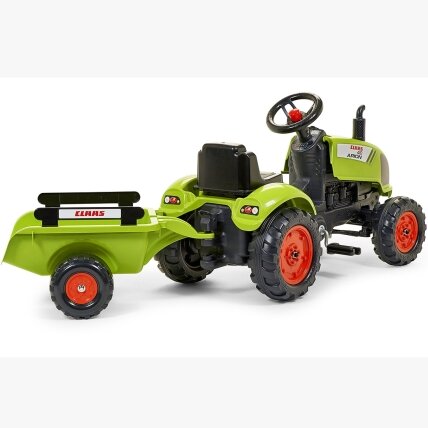FALK Claas žalias pedalinis traktoriukas su signalu ir priekaba 2–5 m. 9
