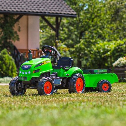 FALK X Tractor žalias pedalinis traktoriukas su priekaba, signalas, 2–5 m. 1 FALK X Tractor žalias pedalinis traktoriukas su priekaba, signalas, 2–5 m. 1