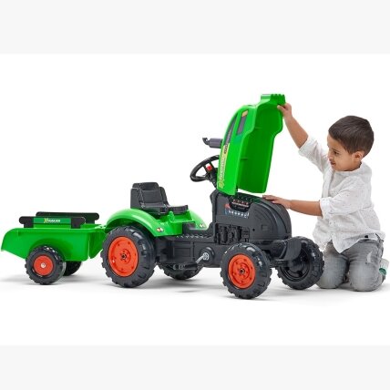 FALK X Tractor žalias pedalinis traktoriukas su priekaba, signalas, 2–5 m. 3 FALK X Tractor žalias pedalinis traktoriukas su priekaba, signalas, 2–5 m. 3