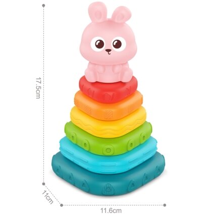 WOOPIE BABY Sensorinė piramidė Bokštelis Rūšiuotuvas Zuikutis 6m+ 2 WOOPIE BABY Sensorinė piramidė Bokštelis Rūšiuotuvas Zuikutis 6m+ 2