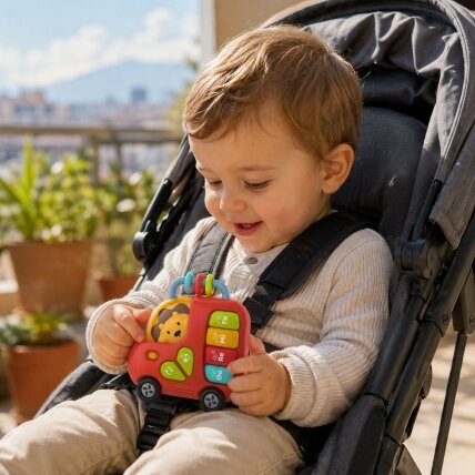 WOOPIE BABY Interaktyvus pianinas Autobusas Liūtas Muzikiniai vargonėliai Garsai Šviesos 18m 1