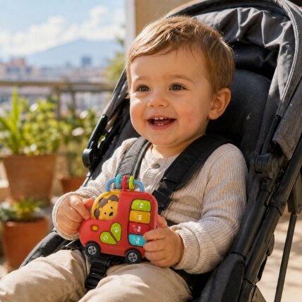 WOOPIE BABY Interaktyvus pianinas Autobusas Liūtas Muzikiniai vargonėliai Garsai Šviesos 18m 2