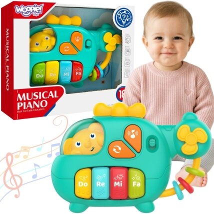 WOOPIE BABY Interaktyvus pianinas Sraigtasparnis Drambliukas Muzikiniai garsai 18m+ WOOPIE BABY Interaktyvus pianinas Sraigtasparnis Drambliukas Muzikiniai garsai 18m+