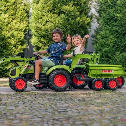 FALK pedalinis traktorius Claas Axos 330 su ekskavatorium ir priekaba 3–7 m. 6