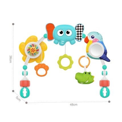 WOOPIE BABY Sensorinis lankas su žaislais lovytei ir vežimėliui Drambliukas Papūga 3