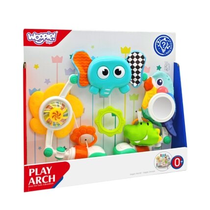 WOOPIE BABY Sensorinis lankas su žaislais lovytei ir vežimėliui Drambliukas Papūga 4