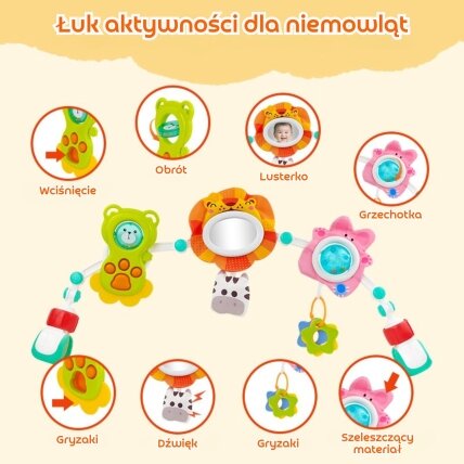 WOOPIE BABY Sensorinis lankas lovytei ir vežimėliui Gyvūnai Liūtas Meškiukas 3 WOOPIE BABY Sensorinis lankas lovytei ir vežimėliui Gyvūnai Liūtas Meškiukas 3