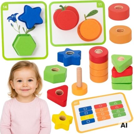 VIGA Varžtai Veržlės Montessori žaislas Spalvų derinimas 30 EL VIGA Varžtai Veržlės Montessori žaislas Spalvų derinimas 30 EL