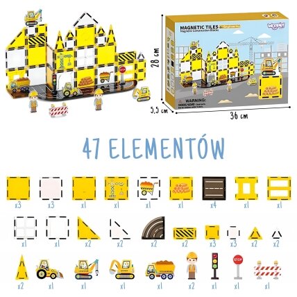 WOOPIE Magnetiniai konstrukciniai blokeliai 7,5 cm Statybvietė STEAM 47 vnt. 5