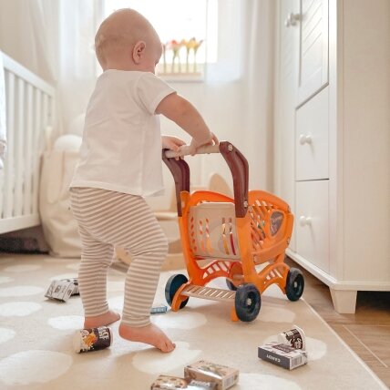 WOOPIE Vaikiškas parduotuvės vežimėlis su judančiomis detalėmis + 42 priedai 2 WOOPIE Vaikiškas parduotuvės vežimėlis su judančiomis detalėmis + 42 priedai 2
