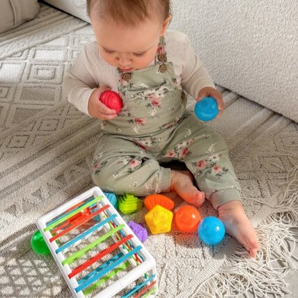 WOOPIE BABY Elastingas sensorinis kubas-rūšiuoklis vaikams Spalvotos formos 13 vnt. 6