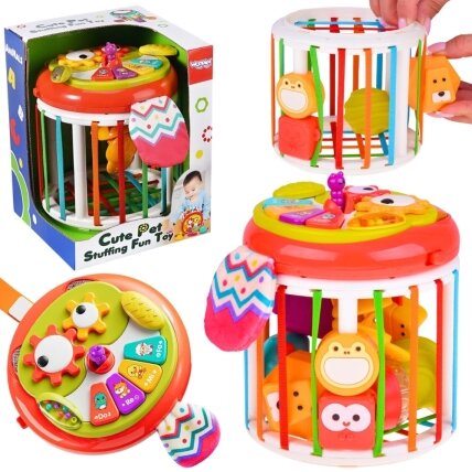 WOOPIE BABY Interaktyvus sensorinis cilindras-kubas būgnelis WOOPIE BABY Interaktyvus sensorinis cilindras-kubas būgnelis