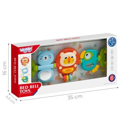 WOOPIE BABY vežimėlio/lovytės pakabinamas sensorinis žaislas grojantis barškutis su veidrodėliu 6m+ 4