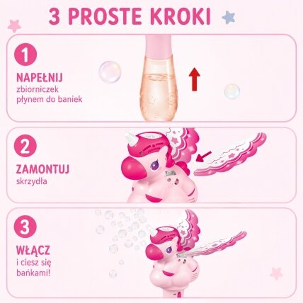 WOOPIE muilo burbulų aparatas Vienaragis Pistoletas Automatinis muilo burbulų šautuvas Rožinis 2 WOOPIE muilo burbulų aparatas Vienaragis Pistoletas Automatinis muilo burbulų šautuvas Rožinis 2