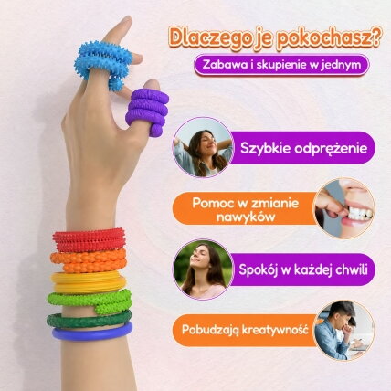 WOOPIE sensorinių antistresinių lazdelių rinkinys, 8 vnt., skirtingi paviršiai 2