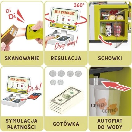 WOOPIE Savitarnos parduotuvės kasa Mini Market ekspresas priedai 1 WOOPIE Savitarnos parduotuvės kasa Mini Market ekspresas priedai 1