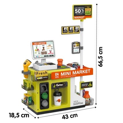 WOOPIE Savitarnos parduotuvės kasa Mini Market ekspresas priedai 3 WOOPIE Savitarnos parduotuvės kasa Mini Market ekspresas priedai 3