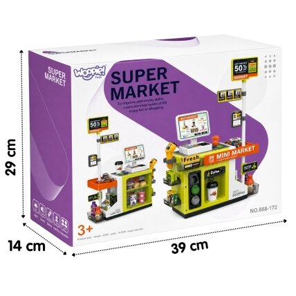 WOOPIE Savitarnos parduotuvės kasa Mini Market ekspresas priedai 4 WOOPIE Savitarnos parduotuvės kasa Mini Market ekspresas priedai 4