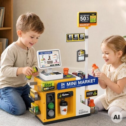 WOOPIE Parduotuvė Mini Market Interaktyvus kasos aparatas Skeneris Priedai Garsai Šviesa 1 WOOPIE Parduotuvė Mini Market Interaktyvus kasos aparatas Skeneris Priedai Garsai Šviesa 1
