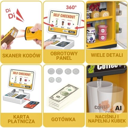 WOOPIE Parduotuvė Mini Market Interaktyvus kasos aparatas Skeneris Priedai Garsai Šviesa 3 WOOPIE Parduotuvė Mini Market Interaktyvus kasos aparatas Skeneris Priedai Garsai Šviesa 3