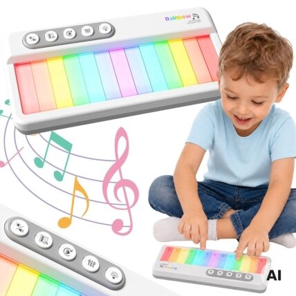 WOOPIE Vaivorykštinis liečiamas pianinas su apšvietimu ir mokymosi režimu 3+ WOOPIE Vaivorykštinis liečiamas pianinas su apšvietimu ir mokymosi režimu 3+