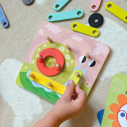 TOOKY TOY Medinė dėlionė Kaladėlės Kaišteliai Gyvūnų raštai atkurti FSC sertifikatas 5