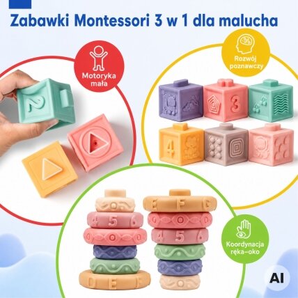 WOOPIE BABY Minkšti sensoriniai kaladėliai-kramtukai 23 el. 6 WOOPIE BABY Minkšti sensoriniai kaladėliai-kramtukai 23 el. 6