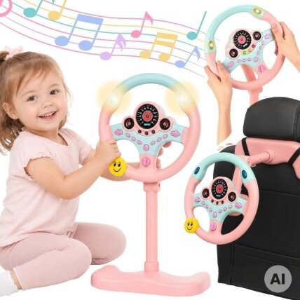 WOOPIE Interaktyvus automobilio vairas su švieselėmis rožinis