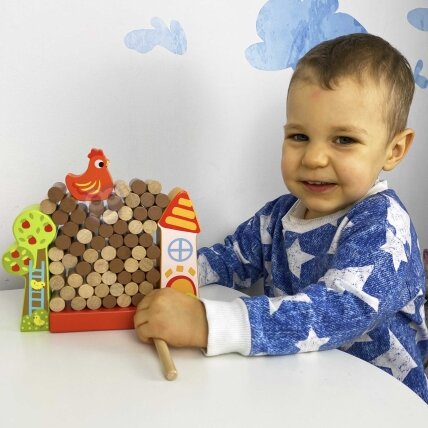TOOKY TOY Vikrumo žaidimas Krentanti višta Medinis ūkis 5