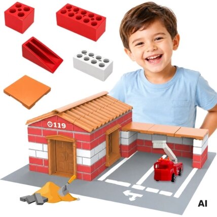 WOOPIE DIY konstrukcinis rinkinys iš statybinių plytelių Gaisrinė 178 el. Statybinės plytelės WOOPIE DIY konstrukcinis rinkinys iš statybinių plytelių Gaisrinė 178 el. Statybinės plytelės