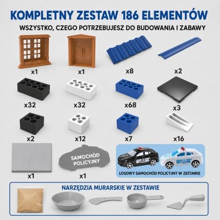 WOOPIE DIY konstravimo rinkinys plytoms statyti Policijos nuovada 186 vnt. statybinės plytelės 2 WOOPIE DIY konstravimo rinkinys plytoms statyti Policijos nuovada 186 vnt. statybinės plytelės 2