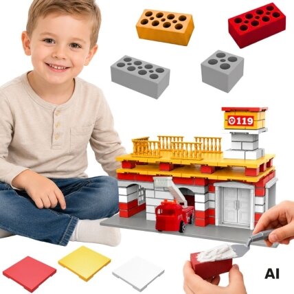 WOOPIE DIY konstravimo rinkinys Gaisrinė su gaisriniu automobiliu 140 el. vaikams WOOPIE DIY konstravimo rinkinys Gaisrinė su gaisriniu automobiliu 140 el. vaikams