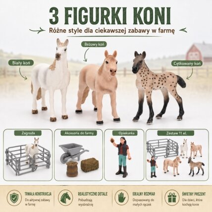 WOOPIE figūrėlių rinkinys Ferma Arkliai Mažasis Ūkininkas 11 vnt. Priedai 2 WOOPIE figūrėlių rinkinys Ferma Arkliai Mažasis Ūkininkas 11 vnt. Priedai 2