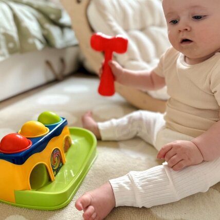 WOOPIE BABY Spalvingas kamuoliukų kalimo žaidimas su plaktuku Montessori 2