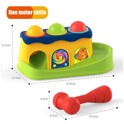 WOOPIE BABY Spalvingas kamuoliukų kalimo žaidimas su plaktuku Montessori 9